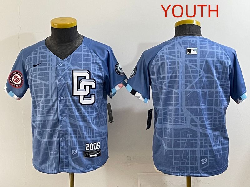 Youth 2025 Washington Nationals Blank Blue Joint Name Nike MLB Jersey style 2->youth mlb jersey->Youth Jersey